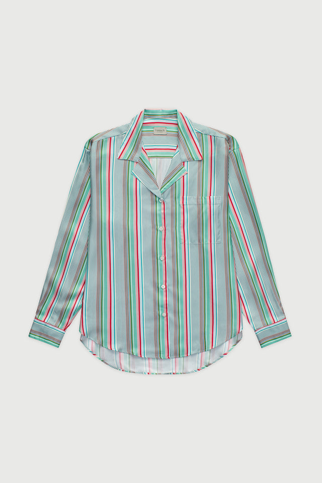 Notched Collar Shirt, Silk Twill